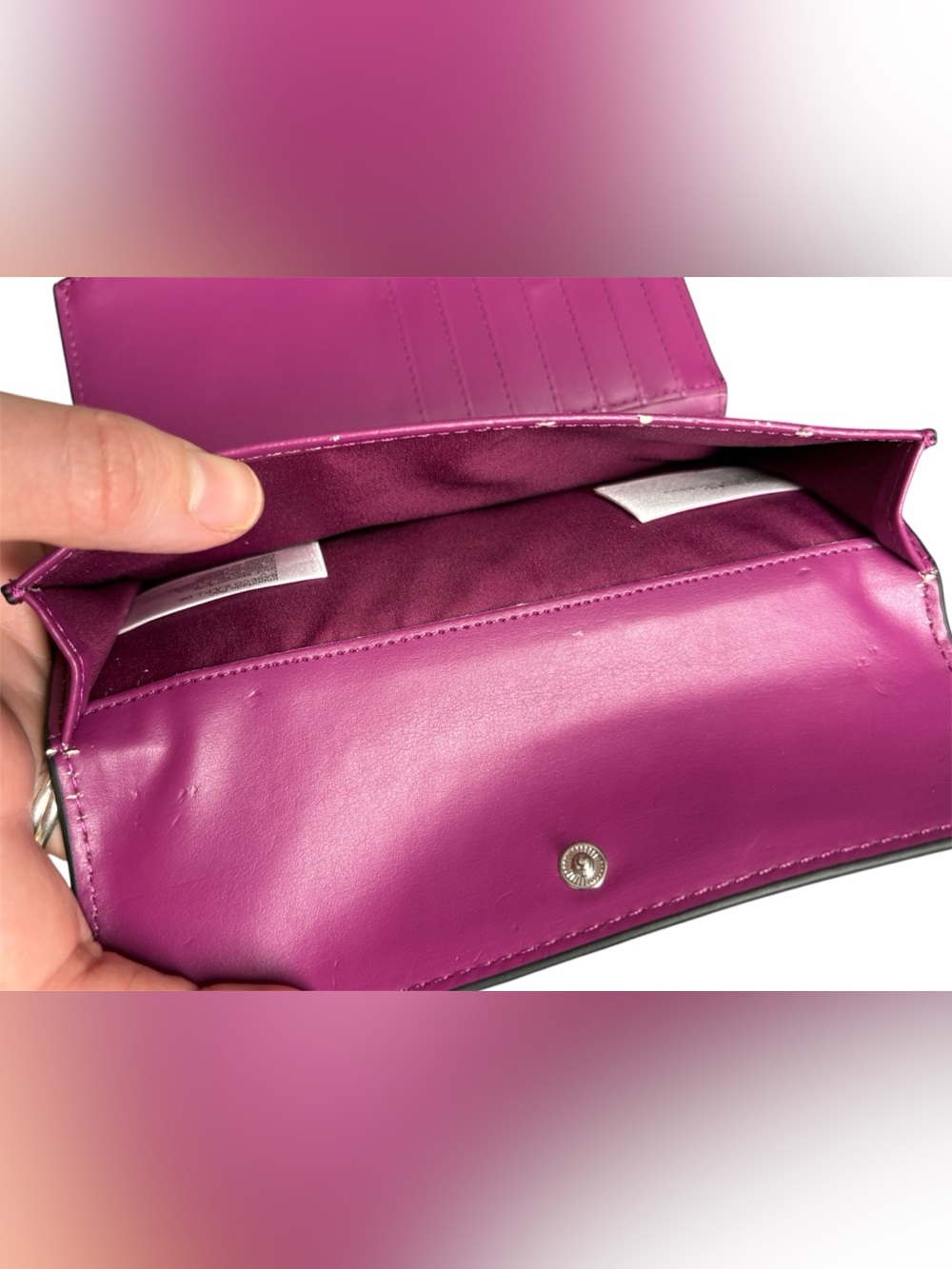 Calvin Klein Lock Large Trifold Wallet in magenta/fuchsia pink - Picture 6 of 11